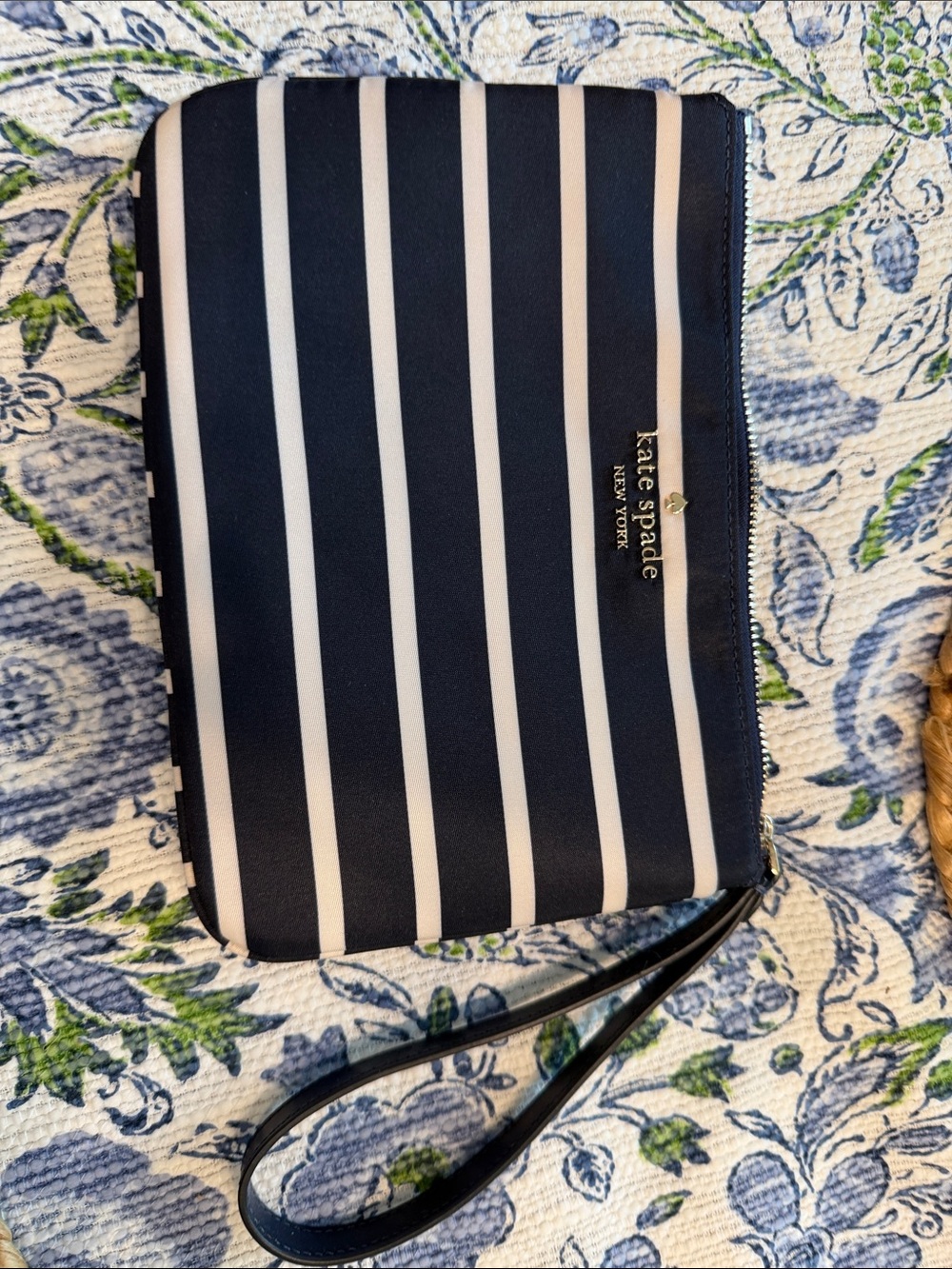 kate spade Navy and White Striped Wristlet Clutch